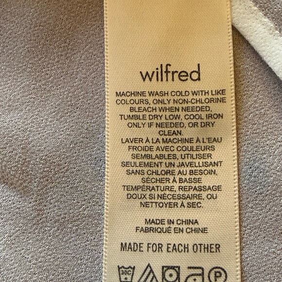 Aritzia NWT Frenchie Blouse Womens L Light Birch Ruffled Trim Tie Close Sheer - Picture 7 of 10